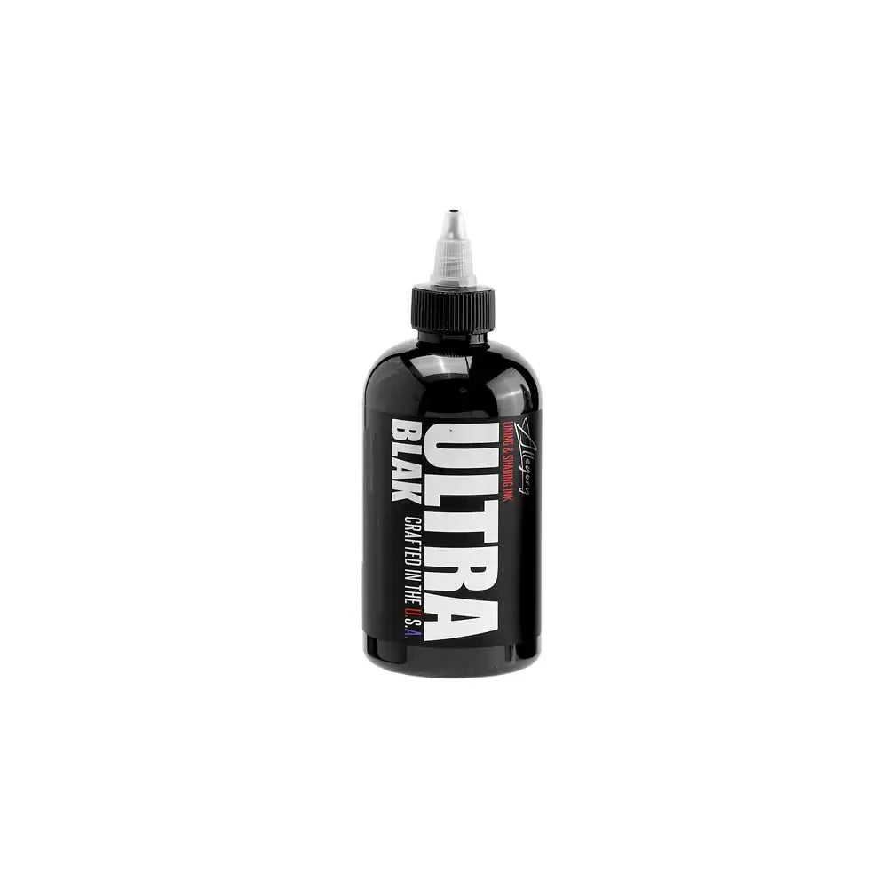 ULTRA BLAK – 8oz $35.00 Best for lining, shading and blackouts.Allegory ultra Blak offers the same smooth consistent blend, but now in our most concentrated formula to date. The premier ink for any artist looking to take their craft to the next level. Thi