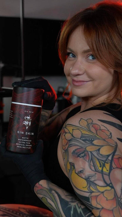 Tattoo Bandage (Ultra Thin) by Sin Skin $34.00 Sin Skin is Sinner's gift to the tattoo community. Made with the thinnest tattoo bandage materials available, once it's on it feels non-existent.
