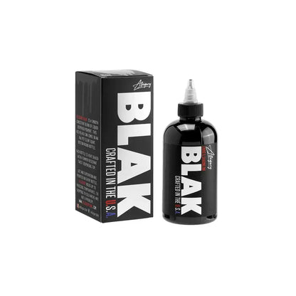 Allegory BLAK - 8 oz $25.00 Allegory BLAK is a smooth, consistent blend of liquid dispersed pigment.This rich black ink comes in an 8oz PET clear Squat Boston round bottle.Bottles are heat sealed with tamper resistant twist-dispensing tops.Each bottle com